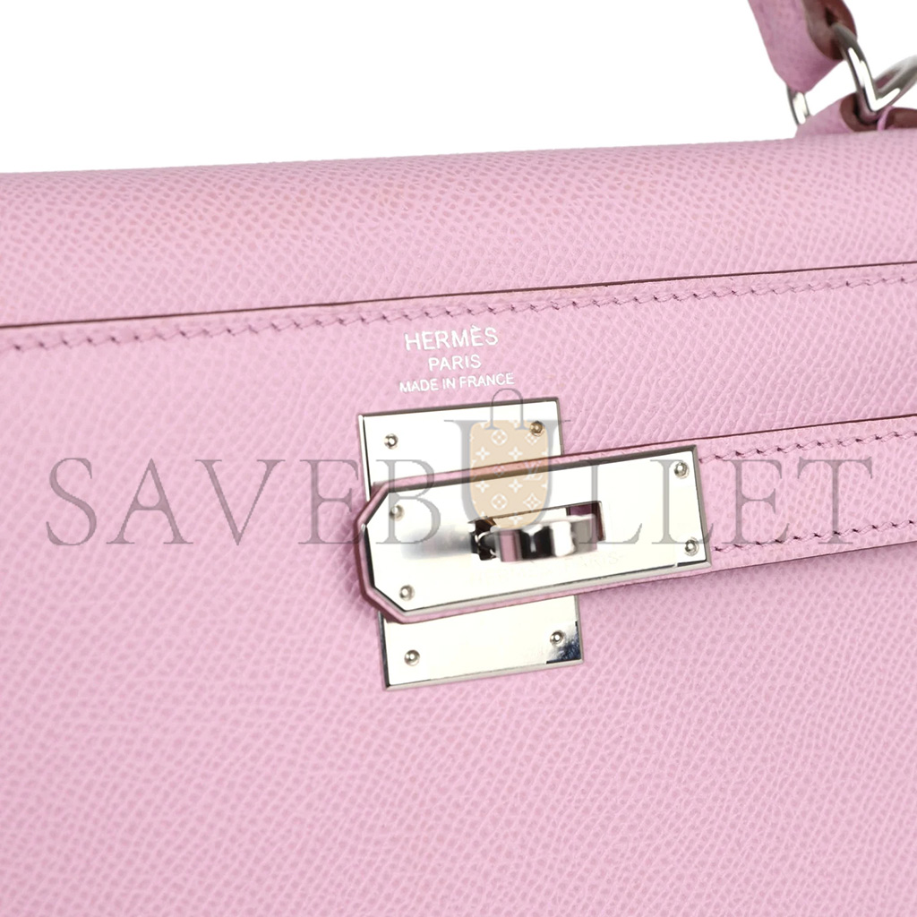 HERMÈS MASTER KELLY SELLIER 25 MAUVE SYLVESTRE EPSOM PALLADIUM HARDWARE (25*17*7cm)